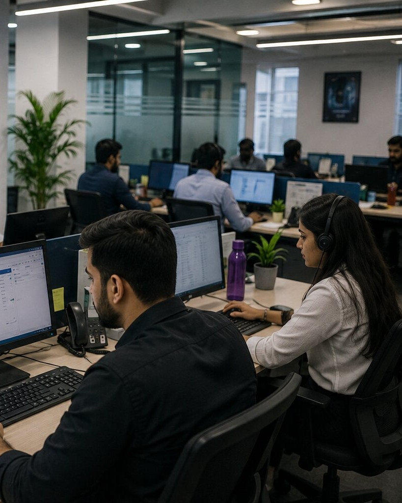 Voice process team handling customer calls